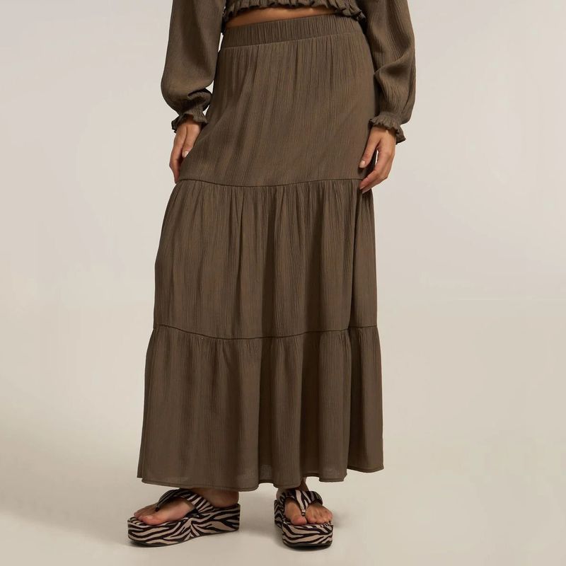 

Good Skirt Thin Ruched Export Single Women s Long Skirt Khaki Green P(S)