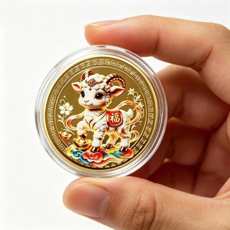 Year Of The Goat Souvenir Coins 2027 Zodiac Goat Collectible Coins New Year Gift Goat Metal Crafts Art Display Decor