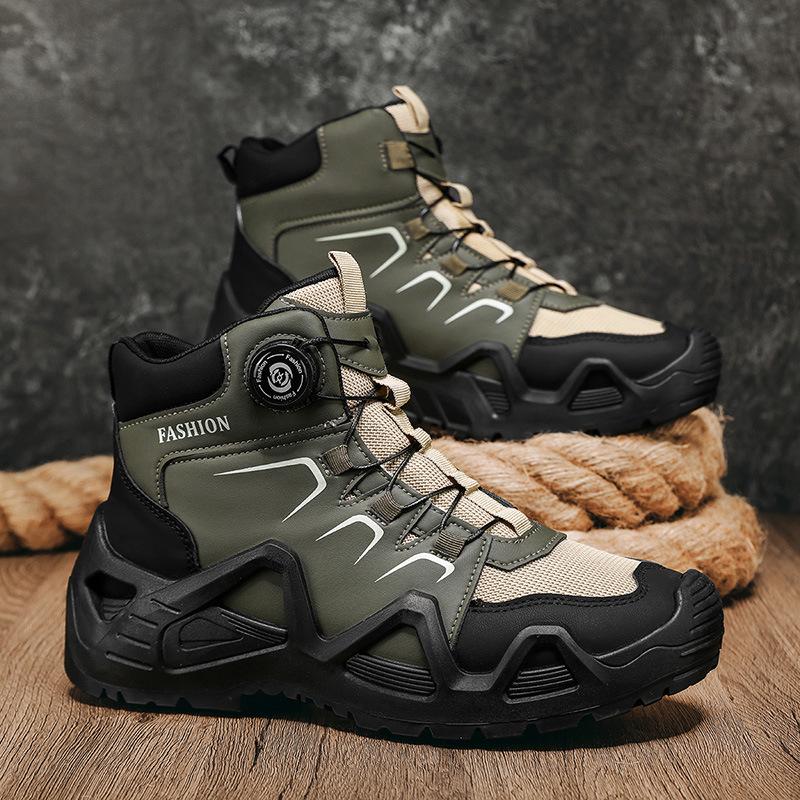 Climbing shoes Tire sole Wear-resistant mountaineering shoes Rotary deduction Large size desert boots High top sneakers