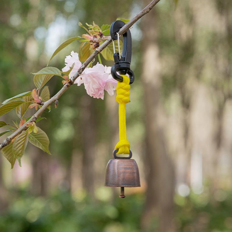 4Pcs Outdoor Bear Bell For Hiking Camping Loud Cast Iron Cowbell With Braided Lanyard Anti-Lost Keychain For Backpacking Walk