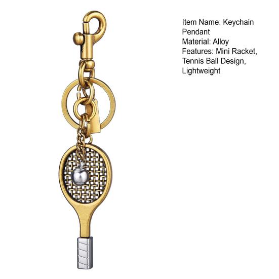 Keychain Pendant Sports Style Mini Racket Tennis Ball Design Key Chain Lightweight Bag Pendant Car