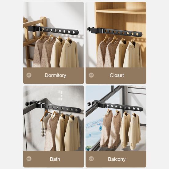 Foldable Clothes Hanger Rack with Adjustable Clamp Window Mount Rotatable Heavy Duty