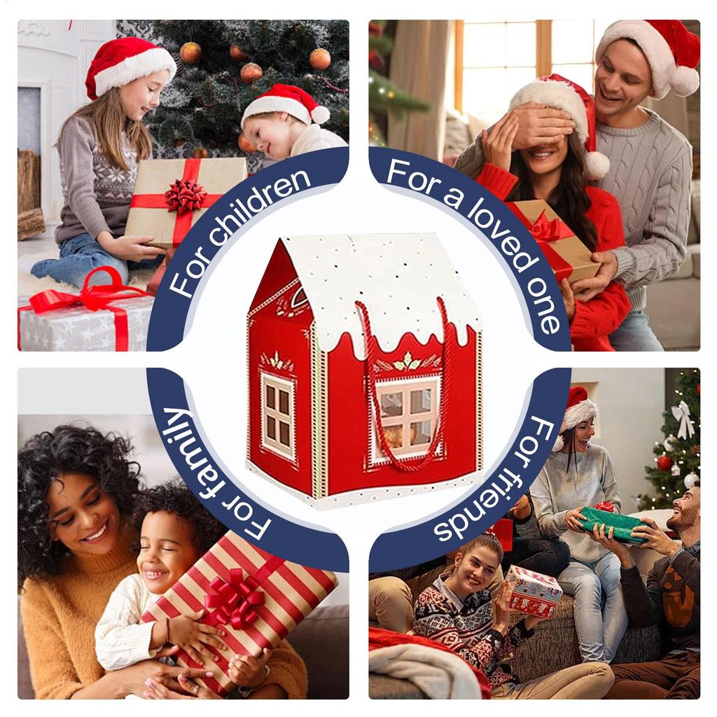 1 Stück Weihnachts-Süßigkeiten-Geschenkbox Xmas-Ornamente Weihnachtskeks-Boxen Hausförmige 3D-Box Bäckerei-Häuschen Für Schokoladen-Snacks