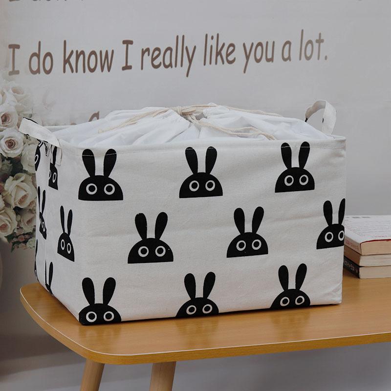 Großer Stoff-Aufbewahrungskorb mit Kordelzug, feuchtigkeitsbeständig, faltbar, Kleider- und Decken-Organizer-Box, Kordelzug, faltbarer Kleiderschrank, Aufräumtasche