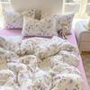 3-piece plant-flower printed bed cover (1* bed cover +2* pillowcase, no filling) Soft, comfortable and breathable bedding
