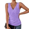 Women's Fashion Casual V-neck Sleeveless T-shirt Summer Slim Fit T Shirts Solid Color