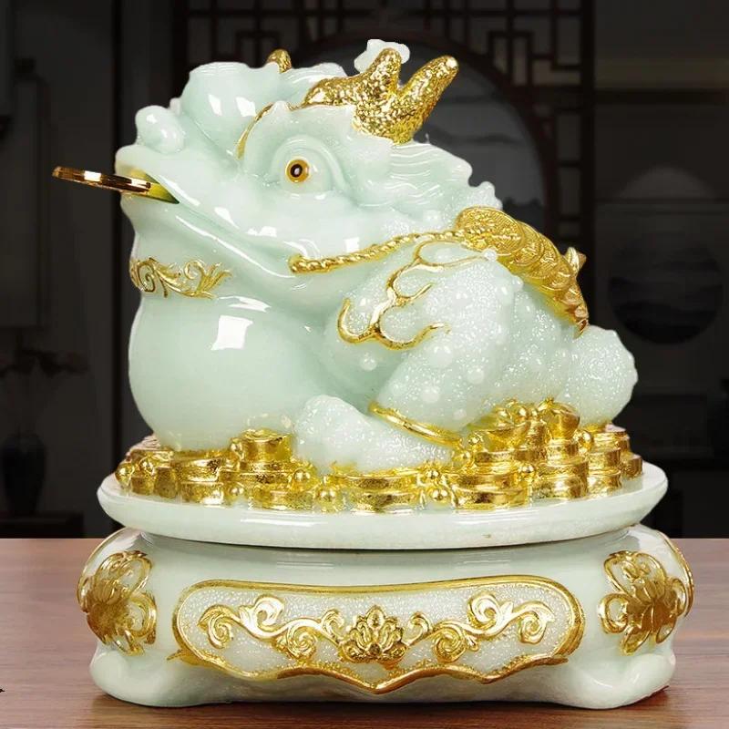 Jade Stone Wealth Golden Toad Treasure Pot Decoration Three Legged Toad Office Store Opening Relocation New Residence Gifts