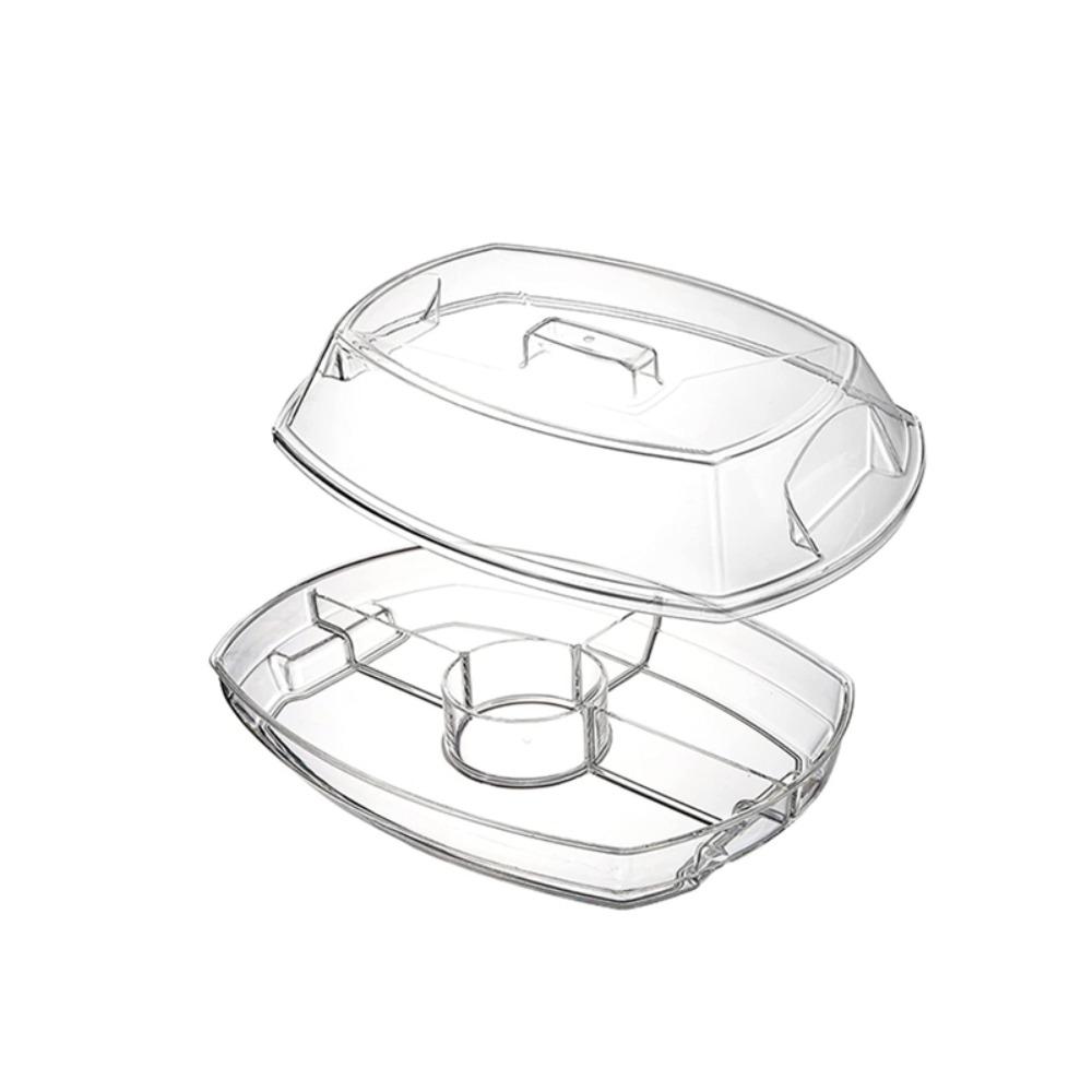 

5 Compartments Chilled Fruit Tray Transparent Appetizer Tray Practical Chilled Food Bowl Camping No Ice tray