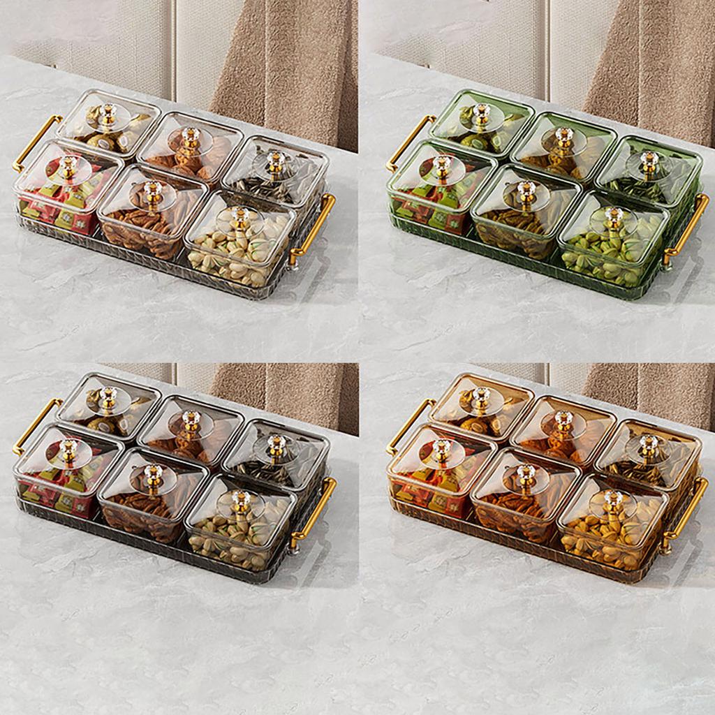 Portable Dried Fruit Tray Candy Storage Box Snack Fruit Tray Nonslip Divided Snack Fruit Tray With Lid Easy To Use