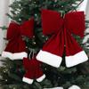 Tree Topper Decor Christmas Plaid Bowknot Christmas Wreaths Bow  Happy New Year Decoration