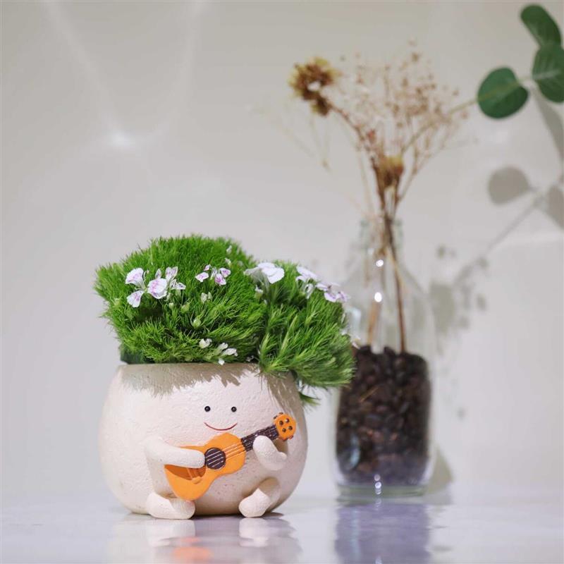 Face Planter Pots For Indoor Plants Cute Guitar Plant Pot, Smiley Face Flower Pots Succulents Planter Gift Ideal