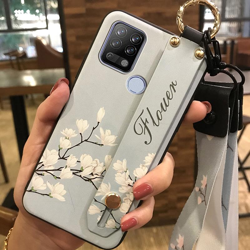 Soft case Back Cover Phone Case For Tecno Pova/LD7 Dirt-resistant Kickstand Wrist Strap Anti-knock Ring Silicone Durable