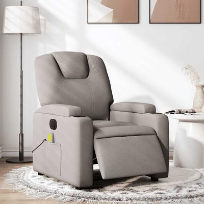 Vidaxl Aufklappbarer Massagesessel, Elektrisch, Farbe Taupe, Stoff