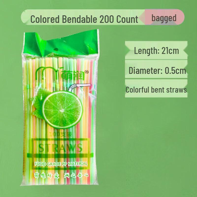 ZISIZ Colored Disposable Bent Straw