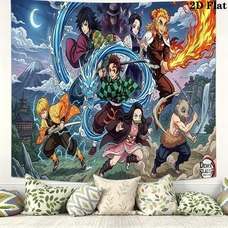 Demon Slayer Wall Tapestry Aesthetic Wall Hanging Printed Fabric Blanket Decorative Tapestries for Bedroom Living Room Home Decor
