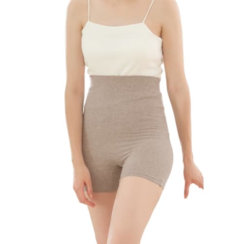 Hokaron Women's Warm Belly Warmer Pants, Lightly Brushed, Innerwear, Size L, Brown, 3/4 Length