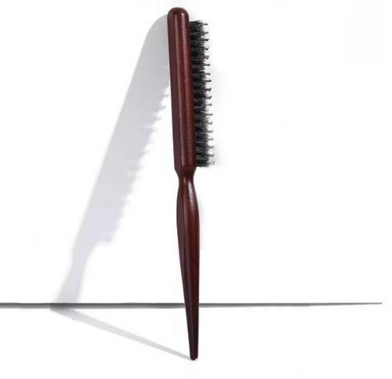 Portable Long Handle Boar Bristle Curling & Teasing Brush for Fluffy Hairstyles and Styling