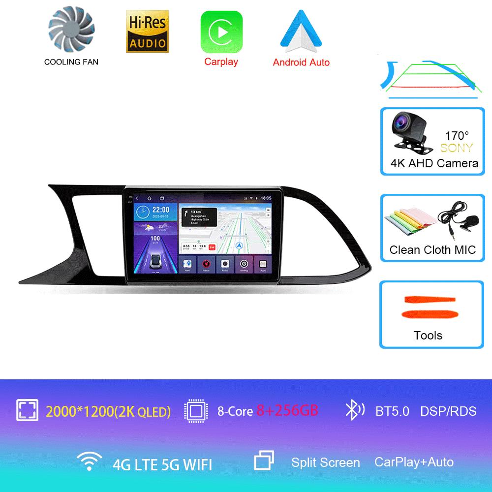 Radio Auto Android 14 Carplay Pentru Seat Leon 3 2012 2013 2014 2015 - 2020 Navigație GPS Player Multimedia stereo wifi+4G Auto BT