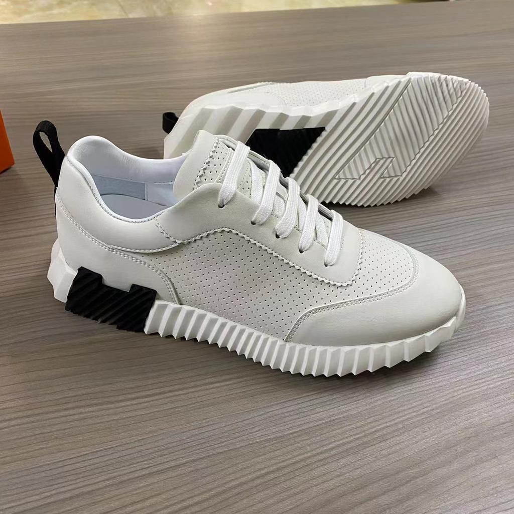 H Home Herren Leder Freizeitsneakers Schwarze Kleine Weiße Schuhe Paar Atmungsaktives Netz Herrenschuhe