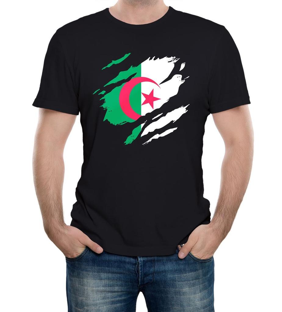 Torn Algeria Flag Men's T-Shirt Mens Womens Tees Top Algerian Country National Support Football