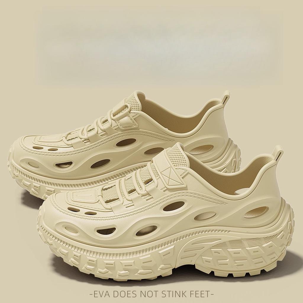 Fashion Couple Sandals Summer New Hollow Breathable Men's Beach Shoes Comfortable Height Increase Fashion Slip on Women's Casual Shoes