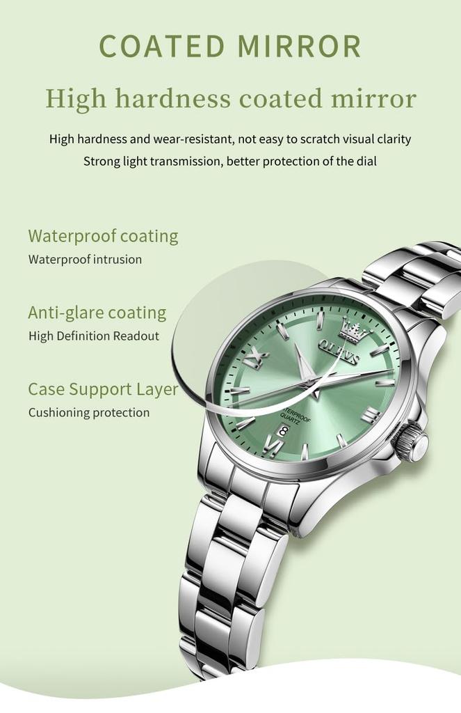 OLEVS Quartz Stainless Blue Women's Watch, Cute, Lightweight, Steel, Waterproof, Luminous, Gift,