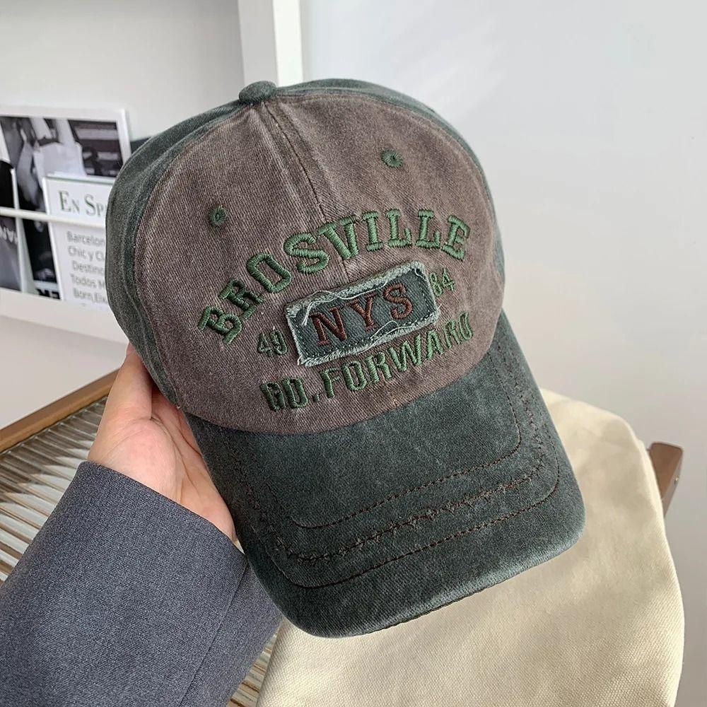 Adjustable Women Baseball Cap Sunscreen Men's Sports Cap Summer Letter Washed Denim Cap  Unisex