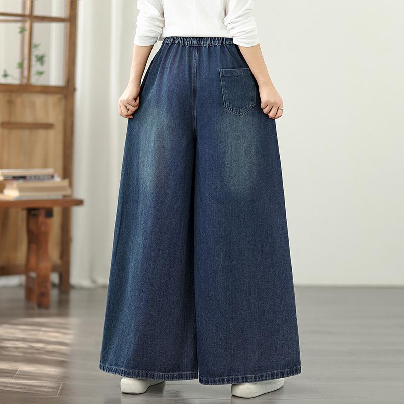 DIMANAF 2025 Plus Size Autumn Jeans New Long Pants Women Loose Denim Trousers Big Size Casual Embroidery
