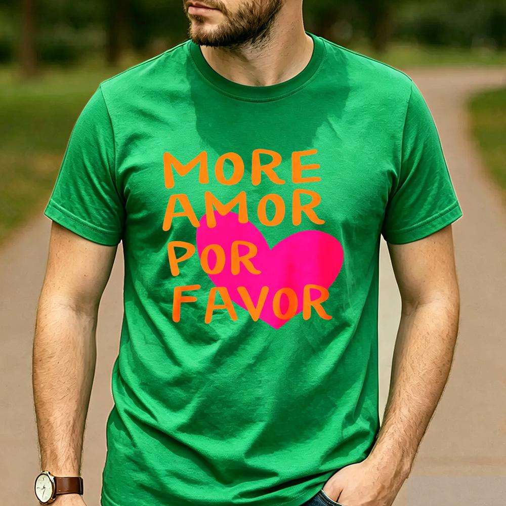 Y2K RoUnisextic Streetwear Cotton T Shirt Unisex More Amor Por Favor Spanish Love Quote Pink Heart Graphic Aesthetic Casual Tee