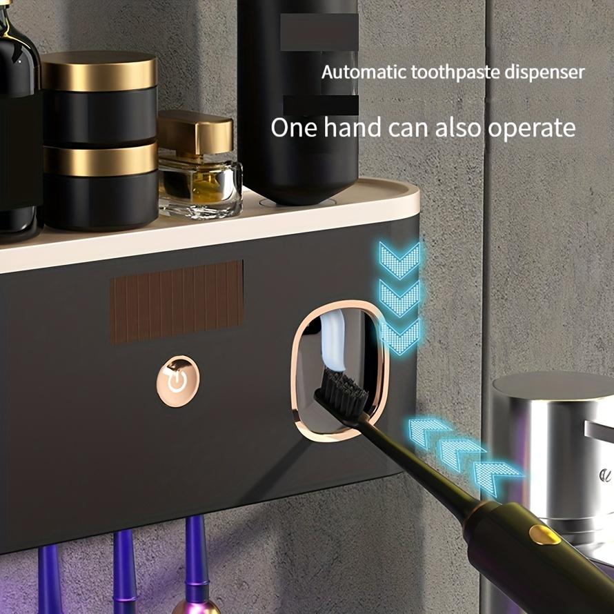 Wall Toothbrush Holder For Bathroom UV Toothbrush Organizer Toothpaste Dispenser USB Rechargeable 5 Slots Bathroom Supplies