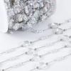 0.5M 1M PVD Plated Stainless Steel Chain Crystal Flowers Shape ABS Pearl Beaded Chains for Women DIY Handmade Necklaces Bracelet