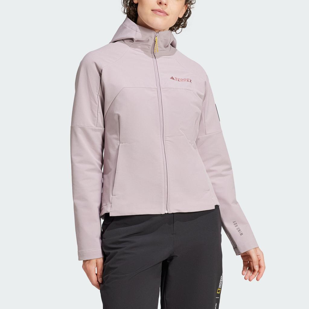 Adidas X Terrex X National Geographic FW24 Softshell Hooded Solid Color Casual Long Sleeve Jacket Women Jackets Purple Pink IX5630