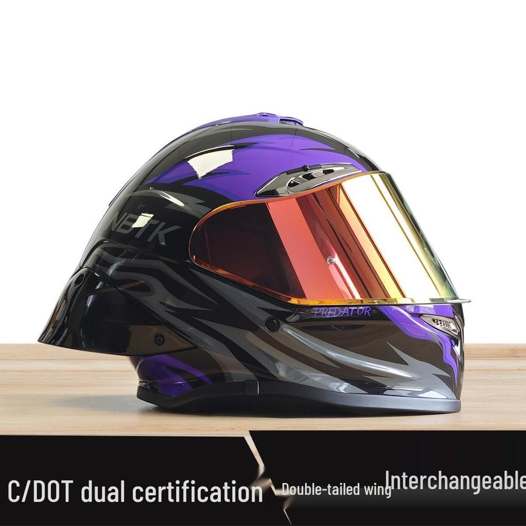 NBTK R50 DOT Full Face Helmet with Large Spoiler for Sportbikes & Cruisers - Spring/Autumn Use