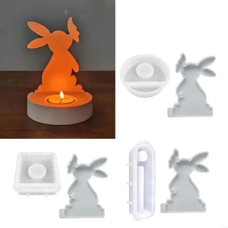 1pcs Easter Rabbit Holder Molds Silicone Candlesticks Molds for EasterCrafting