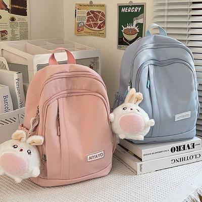 Waterproof Students School Bags Ins Multi Pockets Girls Shoulder Bags Cartoon Candy Color High School Backpacks Girl