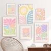 Abstract Danish Pastel Floral Illustration Boho Flower Poster and Print Canvas Painting Wall Art Picture for Living Room Decor