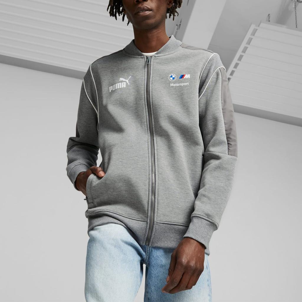 Puma Bmw M Motorsport Color Block Design Ležérní Sportovní Bunda s Dlouhým Rukávem Pánská Bunda Šedá 621213-03