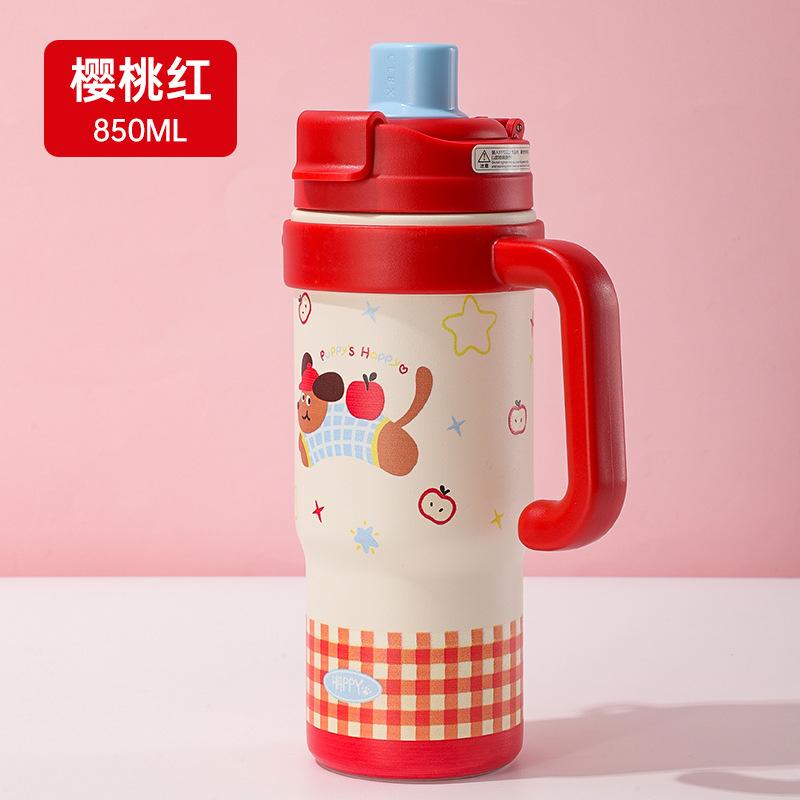 Labu cloth handle Bingba cup 111 stainless steel thermos cup for male and female students with high value and tea leak straw cup