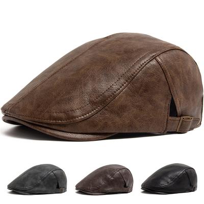 Mode PU Leder Männer Baskenmütze Herbst Winter Verdicken Warme frauen Hut Vintage Zeitungsjunge Kappen Schirmmütze Höhere Qualität Unisex Baskenmützen