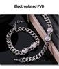 Chic European & American Fashion Stainless Steel Necklace & Bracelet Set - Light Luxury Decorative Chain