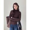 Retro Maillard Women's Korean Style Contrast Stitching Half-High Collar Base Shirt N862C