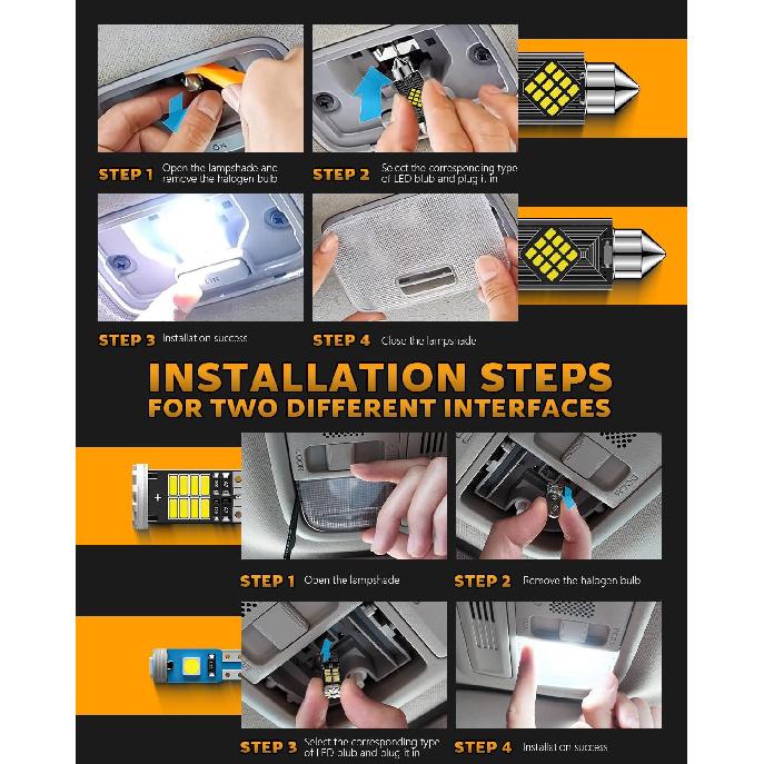 24PCS LED Interior Car Lights, Extremely Bright 6500K White LED Bulb Kit, Applicable To Dome Map Door Lights and Other Parts Replacement for Your