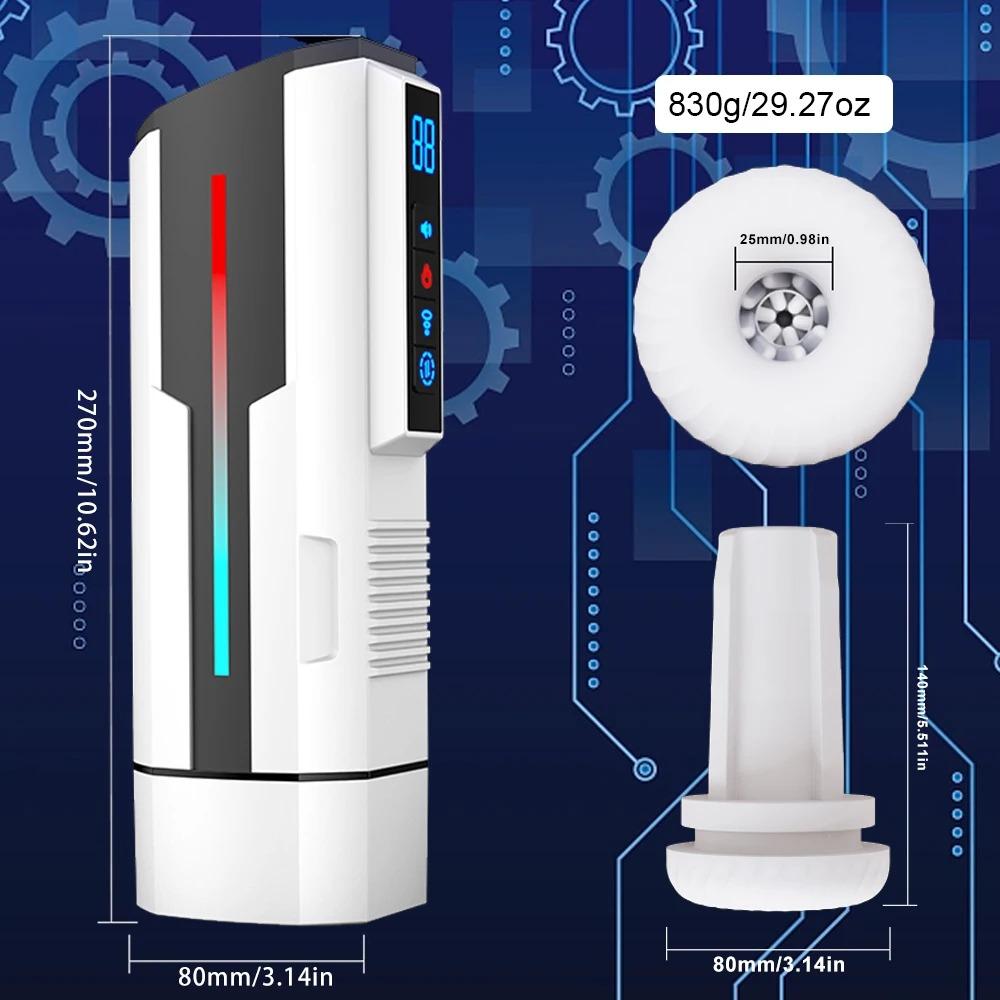 Automatic Male Masturbator with Heating, Suction & Thrusting - Vibrating Telescopic Sex Cup for Men, Realistic Pussy Blowjob Toy