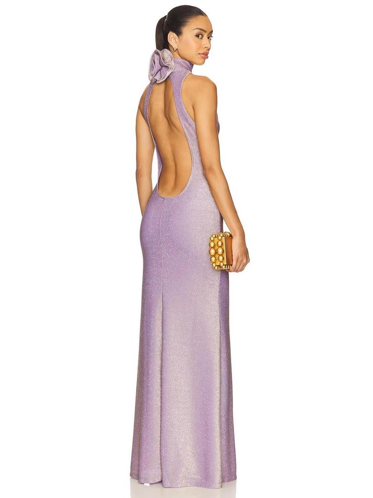 Hot-Selling Floral Halter Backless Sleeveless Gown: Sexy, Slimming, Elastic Evening Dress