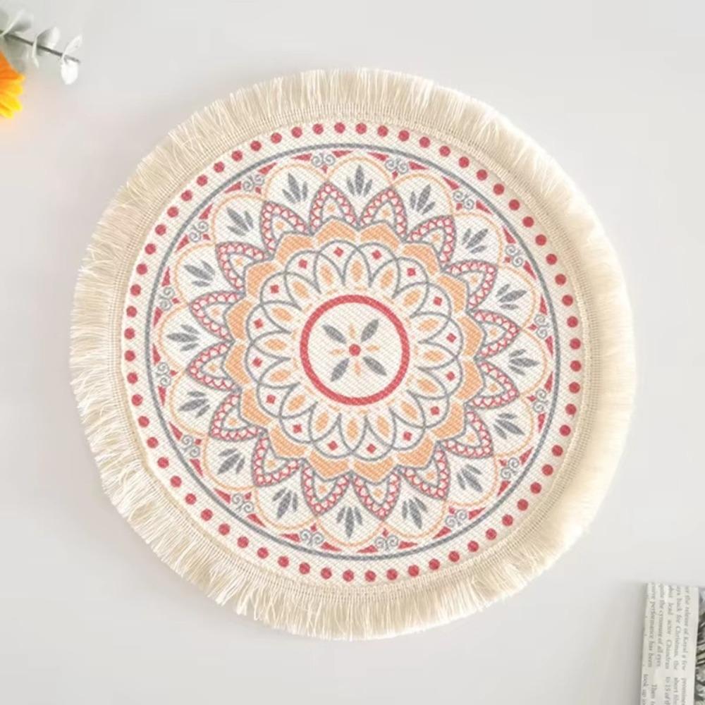 Romantic Bohemian Placemats Round Coaster Cotton Pad Heat Insulation Mat  Wedding Table Decor
