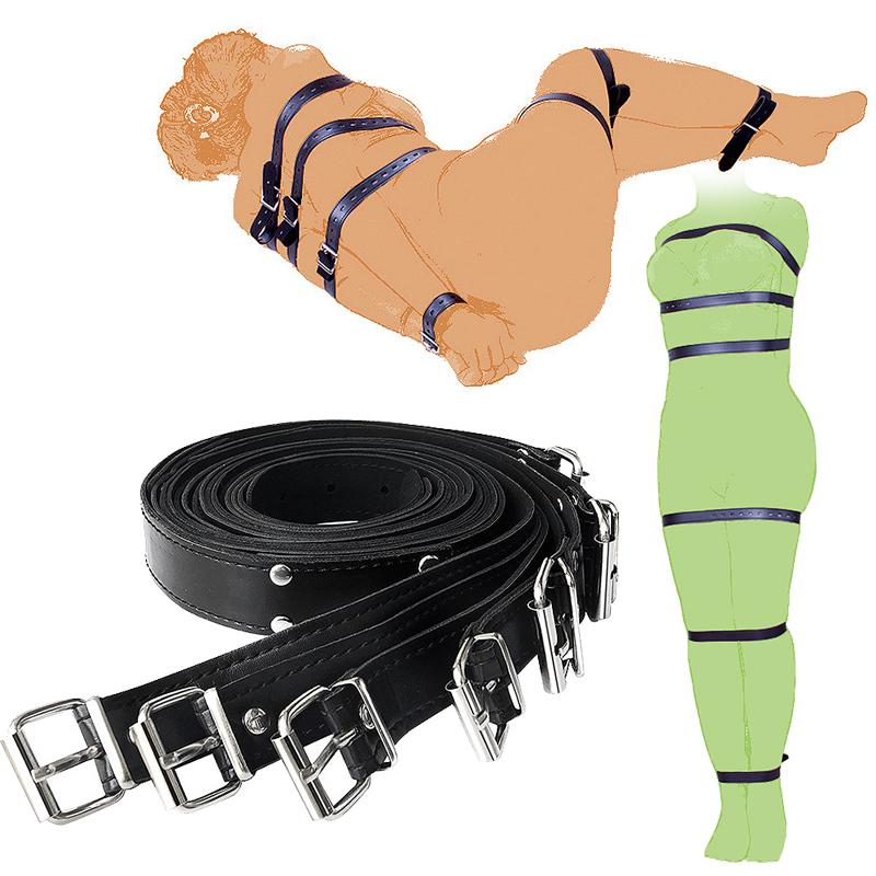 Samox Fetish Restraints SM Bondage Belt Handcuffs 7PCS/Set Harness Strap BDSM Bondage Rope Adult Sex Toys For Couples Slave