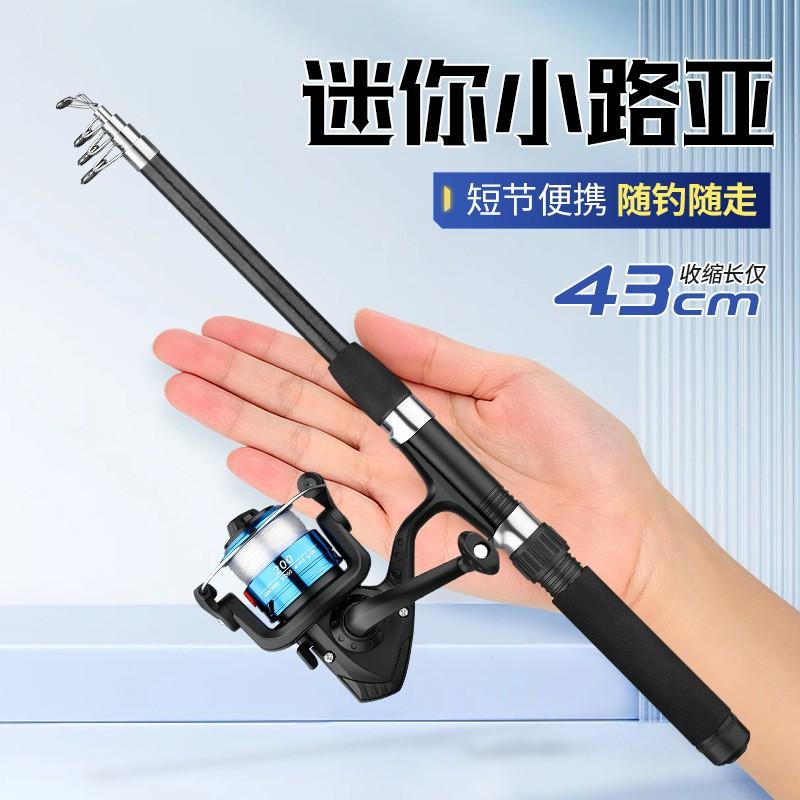 Compact 5-Section Portable Spinning Rod Shore Fishing 1.8m Glass Fiber Travel With Soft Frog Spinner Lure Set