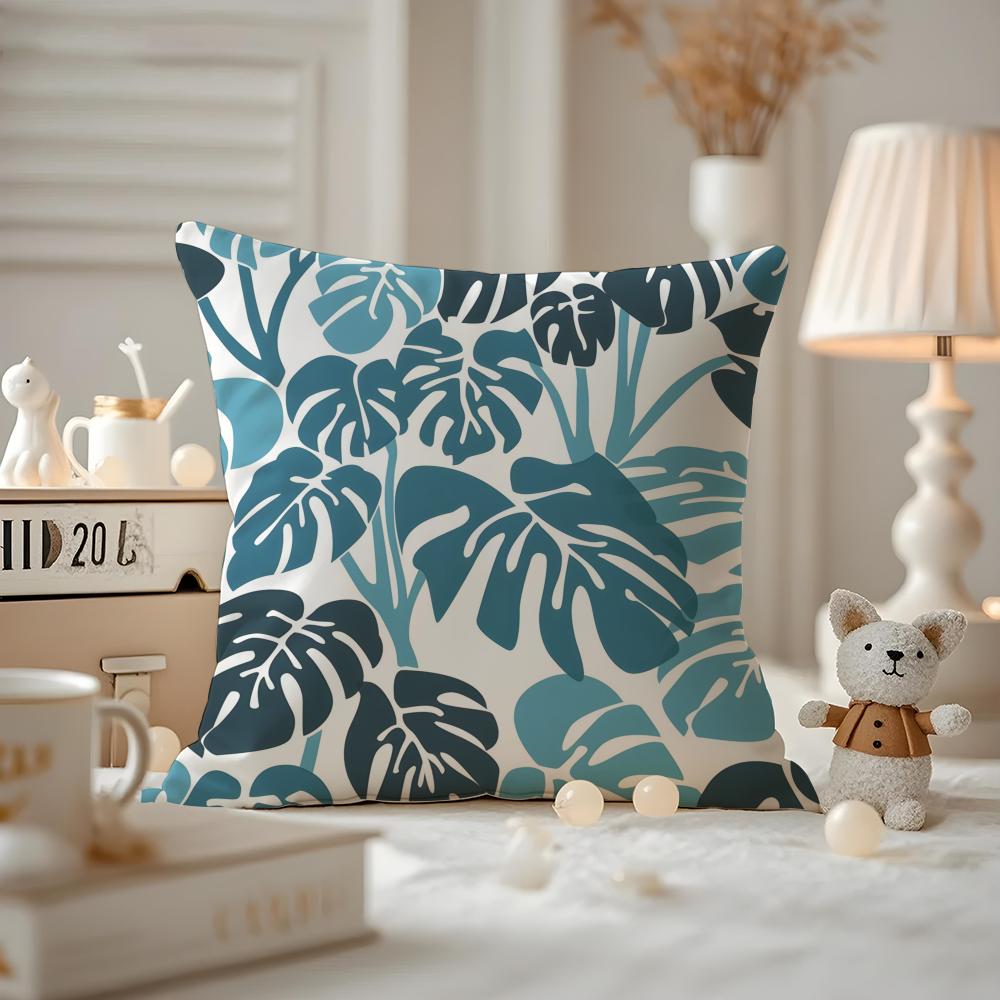 Modern style Leaf Cushion Cover Antidustmite Pillowcase Invisible zipper silky short plush Sofa cushion cover