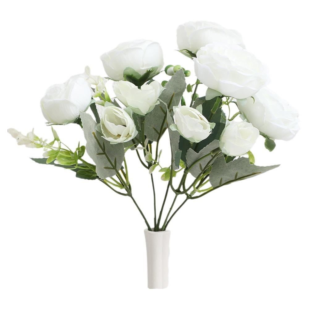 Real Touch Fake Peony Flowers with Stems Peony Bouquet Lifelike Artificial Peony Flowers Wedding белый