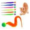 1Pc Cat Teaser Colorful Toy Bouncy Ball Fluffy Tail Simulation Kitten Bite Teaser Tool Interactive Cat Elastic Toy Supplies